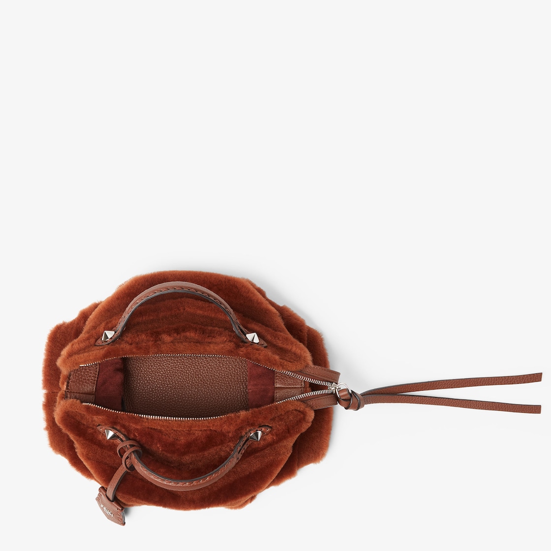 FENDI By The Way Selleria Medium Rust-colored sculpted shearling bag with 192 hand-sewn topstitches - Image 2
